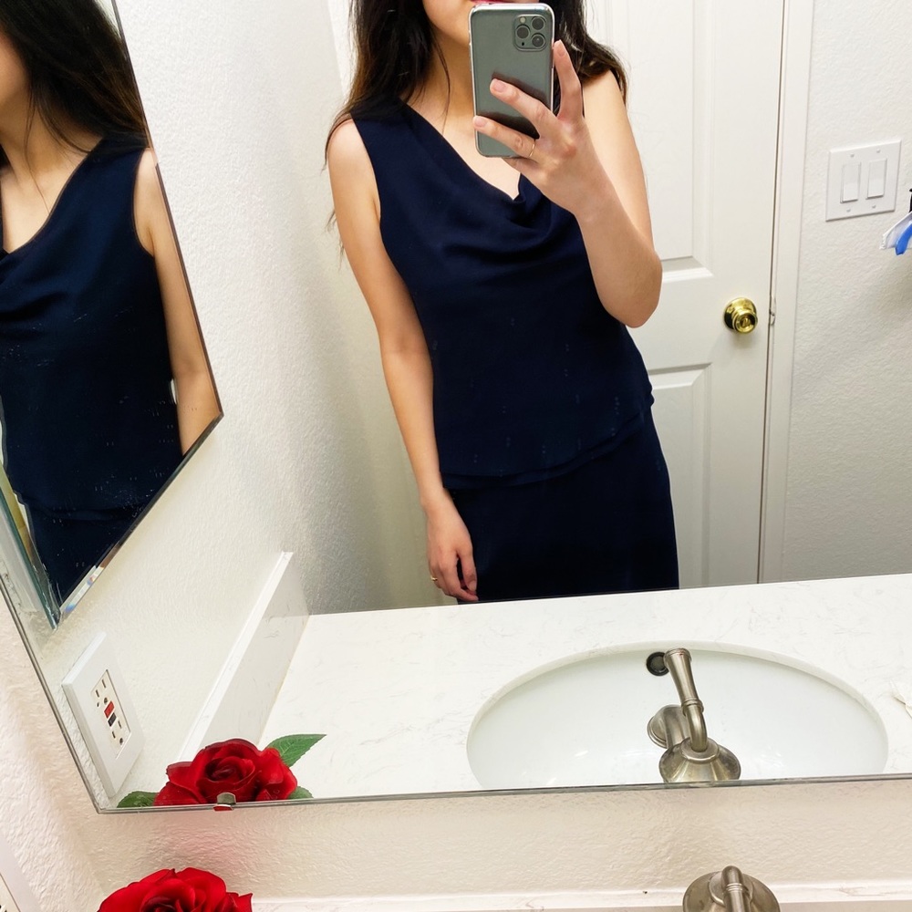 Alex Evenings 2 Piece Navy Set